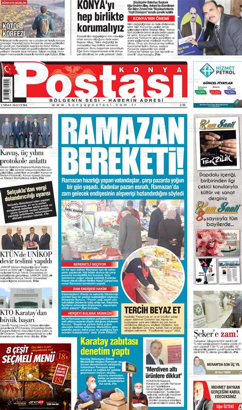 01 Nisan 2022 tarihli Konya Postası Gazete Manşetleri