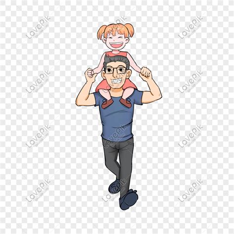 Fathers Day Dad And Daughter Cartoon Illustration Png Image Free