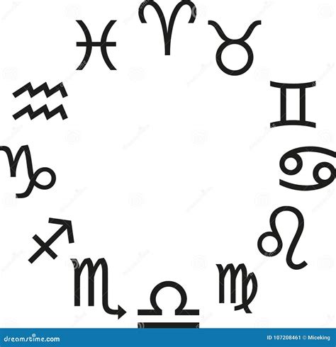 Zodiac Signs In A Circle Cartoon Vector 107208461