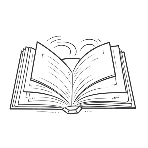 An Open Book That Is Drawn Outline Sketch Drawing Vector Open Book