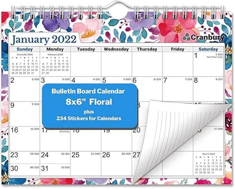 Cranbury Small Wall Calendar 2021 2022 Floral Gorgeous 8x6 2022