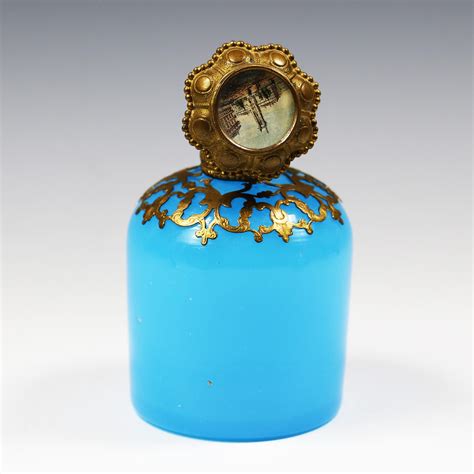 Antique French Palais Royal Blue Opaline Glass Perfume Scent Bottle