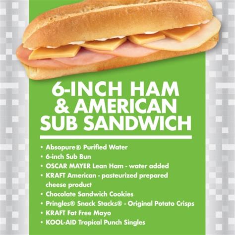 lunchables uploaded 6 inch ham and american sub sandwich 15 oz foods co