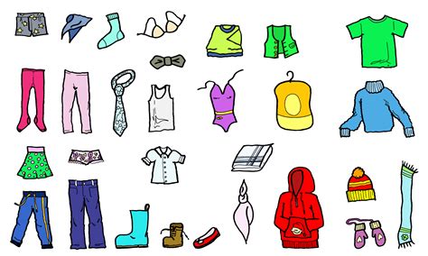 Vector Illustration Of Colored Clothing For Kids And Adults Public