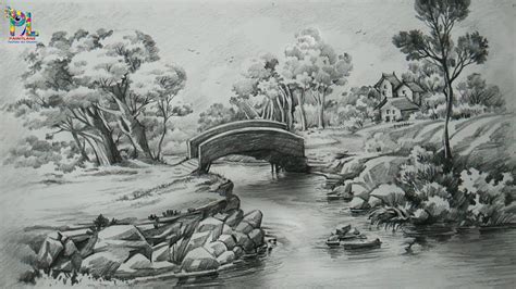 How To Draw A Easy Landscape With Pencil Strokes Pencil Shading