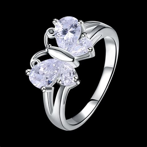 925 Sterling Silver Silver And Silver Butterfly Bowknotted Ring Womens Allergy Free Silver