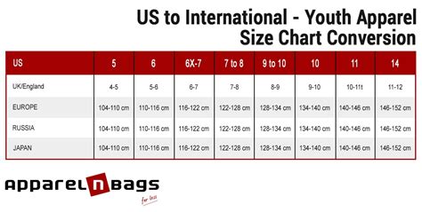 Size Chart Us To Cm