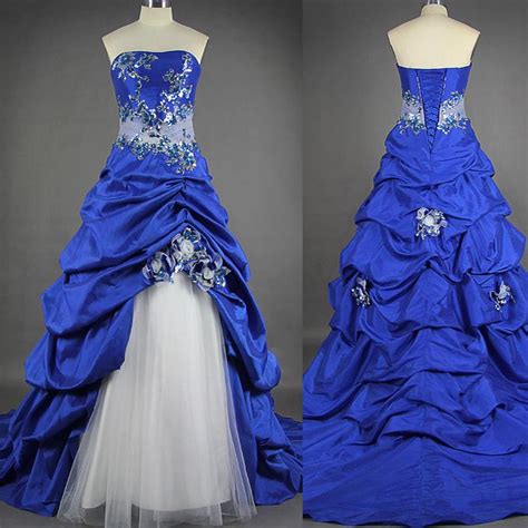 Royal Blue Wedding Dresses Sequins Wedding Gown 2015 Strapless