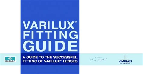Varilux Fitting Welcome We Are Pleased To Present This Guide Which