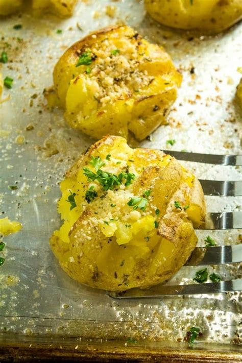 Cook potatoes in large pot of boiling salted water until just tender, about 15 minutes. Garlic Herb Smashed Potatoes Recipe - Must Love Home