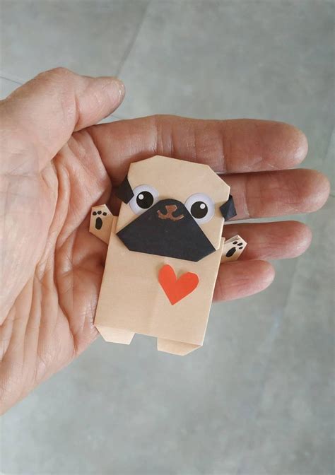 Origami Fawn Pug Magnet Dog Fridge Magnet Cute Pug Valentine Magnet