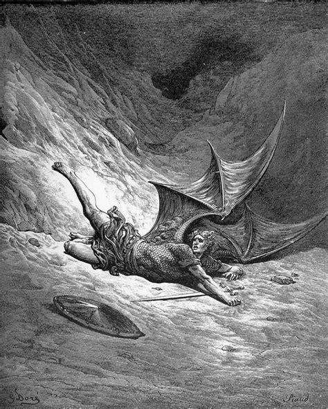 Dor Gustave Satan Shown As The Fallen Angel After Having Been Smitten