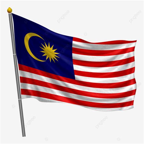 Gambar Bendera Malaysia Berkibar Dengan Tekstur Kain Malaysia Bendera