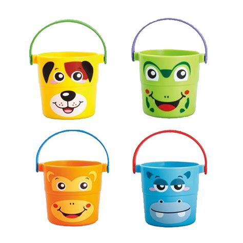 4pcs Baby Animal Shape Bath Toys Stack And Pour Buckets Bathtime Toys