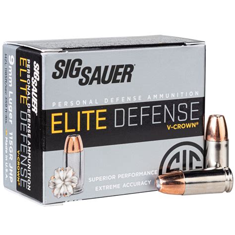Sig Sauer Elite Performance V Crown 9mm Luger 115gr Jhp Handgun Ammo
