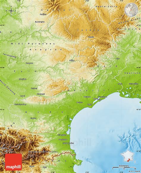 Physical Map Of Languedoc Roussillon