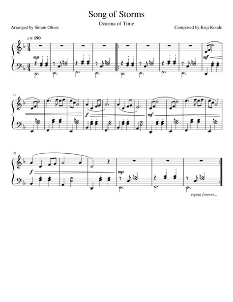 You can ask for correction, provided that you send us an annotated screenshot to indicate where the typo is, and a reference video or sound file with the time code (hh:mm make your own music sheet. Song of Storms Sheet music for Piano (Solo) | Musescore.com