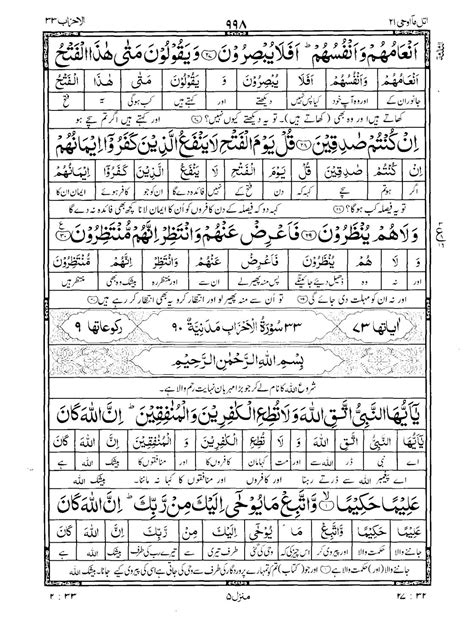 Quran Surah Al Ahzab Urdu Translation Tarjuma Word To