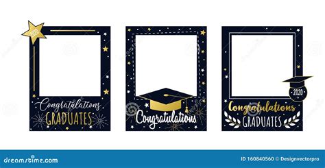 Congratulations Graduates 2020 Frame Set Stock Vector Illustration Of
