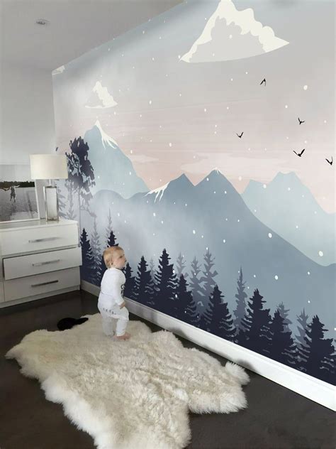 Kids Wallpaper Peel And Stick Self Adhesive Mountain Wall Mural