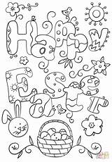 Easter Coloring Doodle Happy Pages Printable Doodles Drawing Categories sketch template