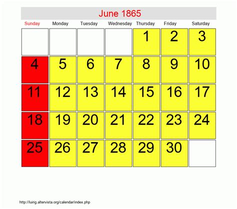 June 1865 Roman Catholic Saints Calendar