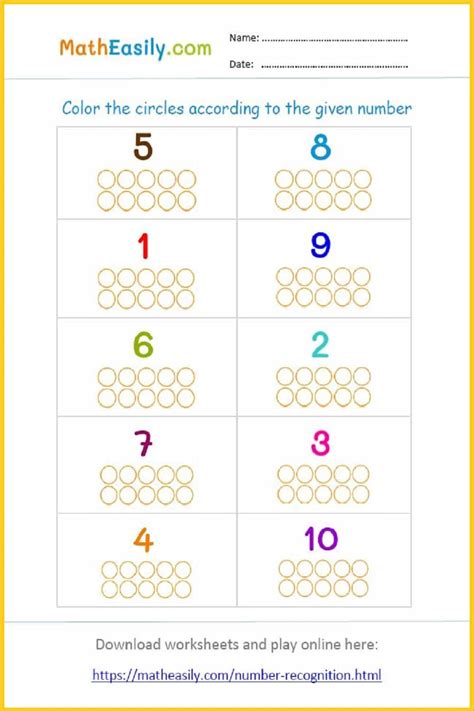 Number Recognition Worksheet Worksheets For Kindergarten