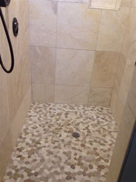 Sliced Java Tan And White Pebble Tile Pebble Tile Shower Floor