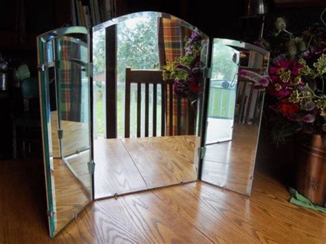Used 3 5x7 picture frames, 3 locker magnetic mirrors, 2 led stick lights, 2. tri fold free standing vanity table mirror | Vintage Tri ...