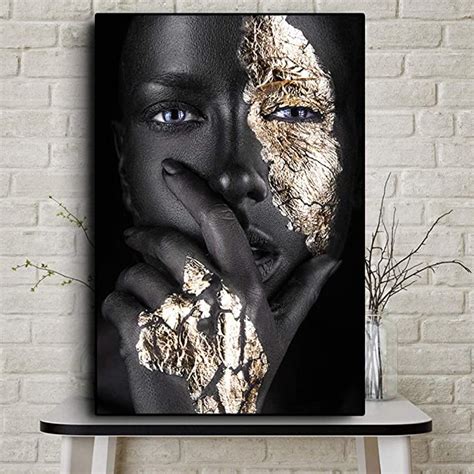 Zwxdmy Leinwand Bildafrican Black Gold Kunst Frau Schwarz