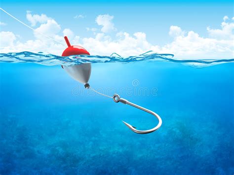 Float Fishing Line And Hook Underwater Vertical Stock Illustration