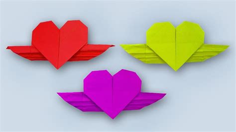 How To Make Easy Paper Heart With Wings For Valentines Day New