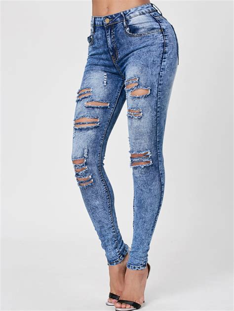 Off Skiny Acid Wash Ripped Jeans Rosegal