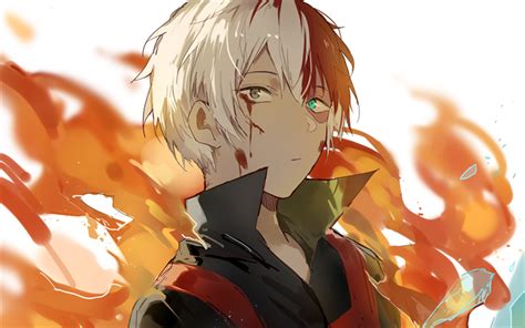 Download Wallpapers Shouto Todoroki Fire Manga My Hero Academia Art