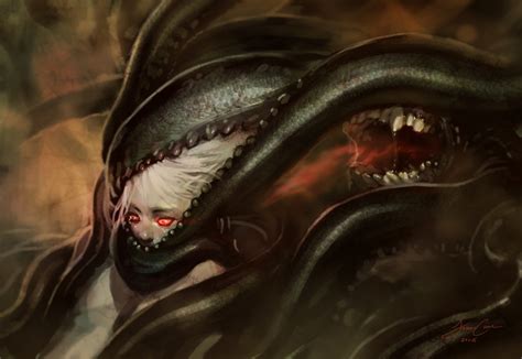 Online Crop Monster Painting Fantasy Art Creature Red Eyes Hd