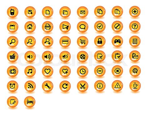 Icons Set Button Orange Stock Vector Colourbox