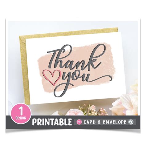 Printable Thank You Card 4x6 Diy Printable Card Thank You Etsy