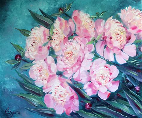 Painting Pink Peonies Wall Art Painting With Peonies Of Pink And