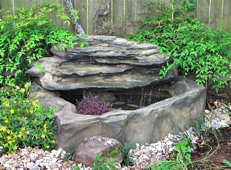 The examples show that these beauties may change the whole look of your garden for small ponds and fountains: Small Patio Deck Rock Ponds & Preformed Pond Waterfall Kits
