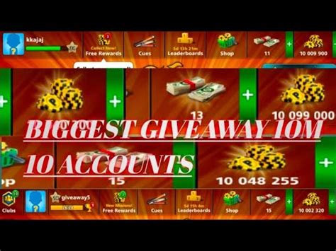 This page updates frequently with new information and news about promotional gifts. 8 ball pool live 10m account and coins giveaway check ...