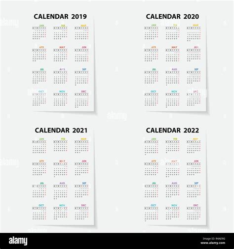 El Calendario 2019 2020 2021 Y 2022 Calendar Templatedesign