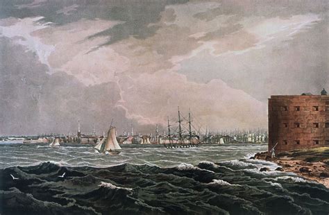 Print New York From Governors Island 1820 Ca 1825