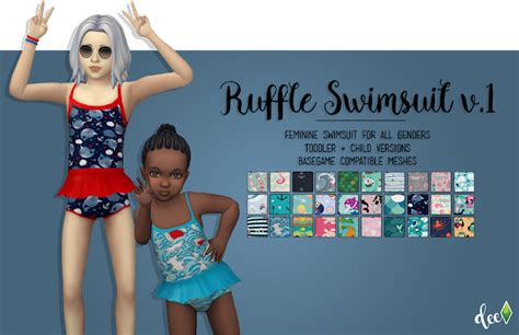 Ruffle Swimsuit V1 Deetron Sims Sims 4 Cc Kids Clothing Sims 4