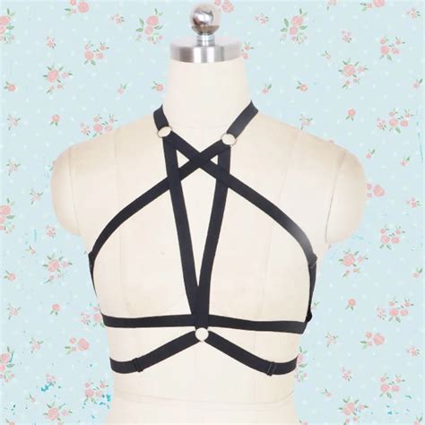 women nylon elastic harness halter gothic body caped underbust belt body body harness lingerie