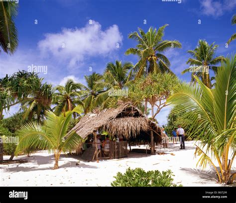 Straw Hut On Tropical Beach Aitutaki Atoll Cook Islands South