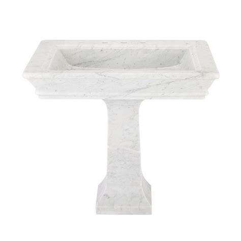 36 Polished Carrara Marble Pedestal Sink Pedestal Sink Sink