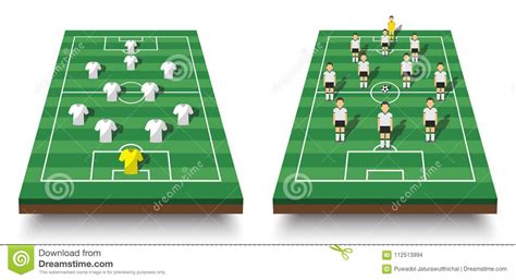Soccer Cup Formation And Tactic Set Of Perspective View Football