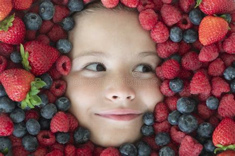 Berry Banner Kids Face With Close Up Berry Berries Mix Of Strawberry
