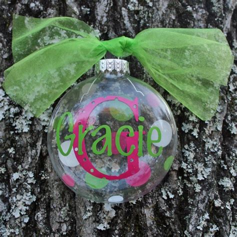 Personalized Glass Disc Ornament With Initial And Name