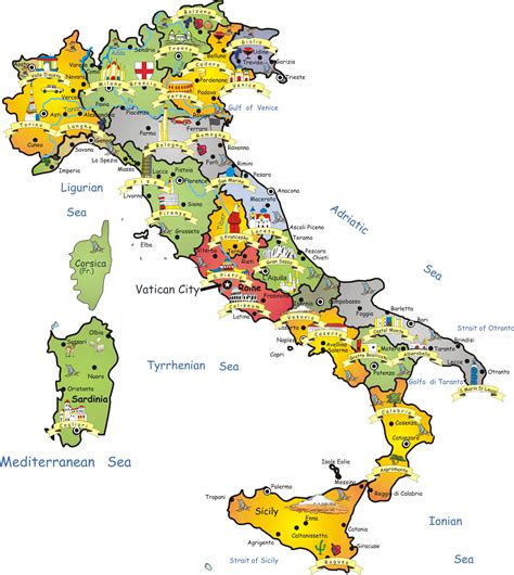 Italy Is Split Up Into 20 Regions This Map Shows Each Region And Its